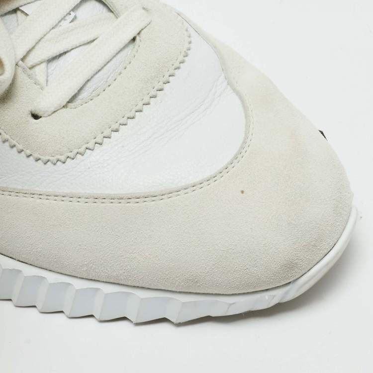 Pre Owned Hermès White Leather and Suede Bouncing Low Top Sneakers Size 40
