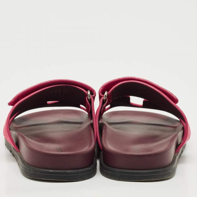 Pre Owned Hermes Pink Suede Chypre Flat Sandals Size 38