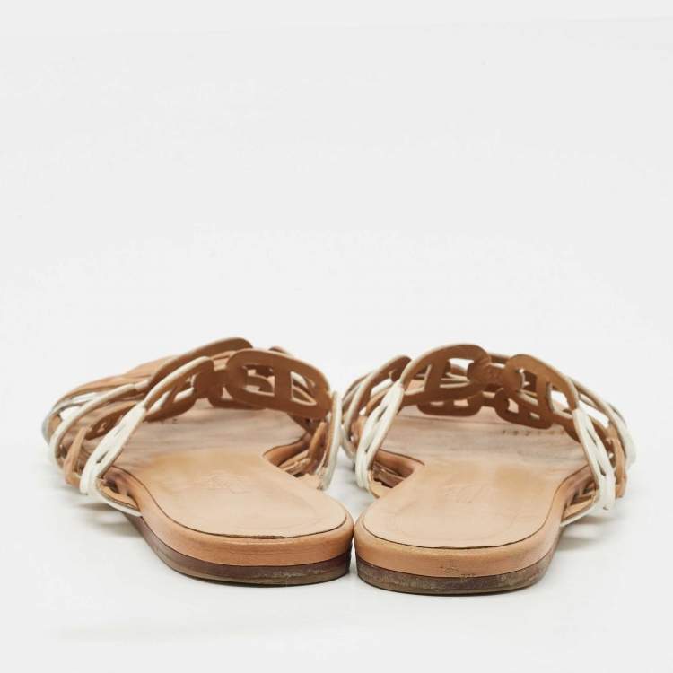 Pre Owned Hermes Multicolor Leather Chain d'Ancre Flat Sandals Size 36.5