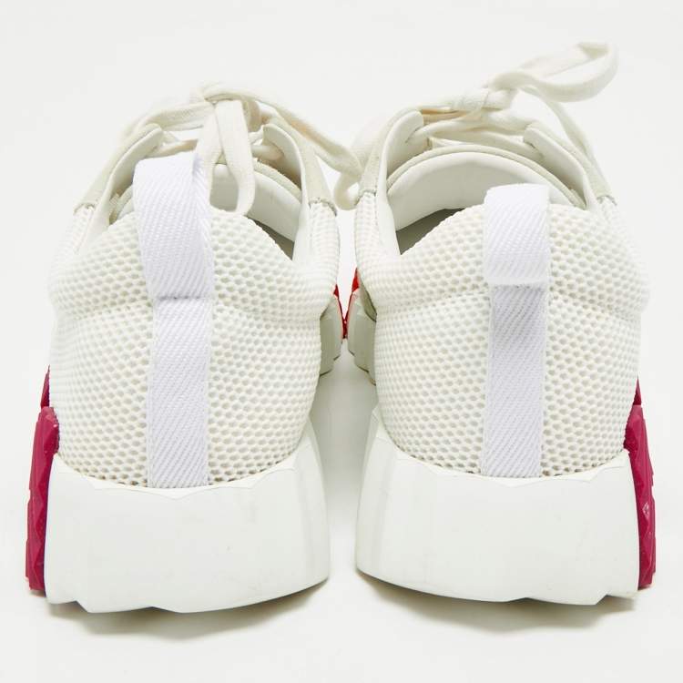 Pre Owned Hermes White Mesh and Suede Bouncing Sneakers Size 39.5