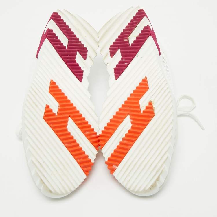Pre Owned Hermes White Mesh and Suede Bouncing Sneakers Size 39.5