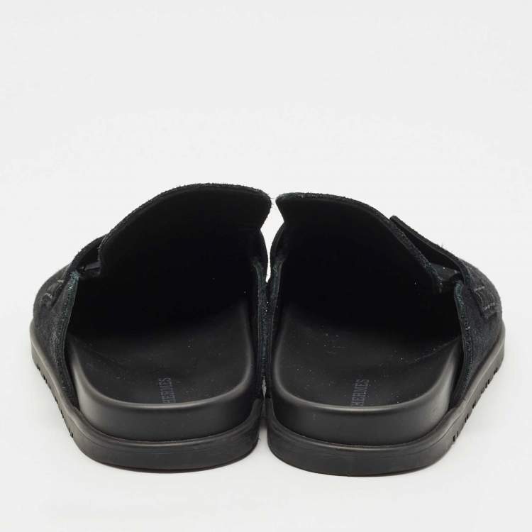 Pre Owned Hermes Dark Green Suede Go Mules Size 39