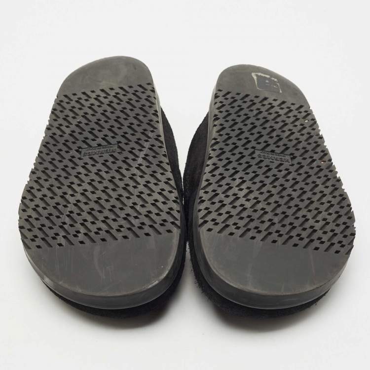 Pre Owned Hermes Dark Green Suede Go Mules Size 39