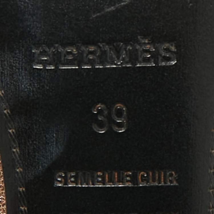 Pre Owned Hermes Gold Leather Night Slingback Sandals Size 39