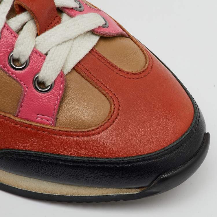 Pre Owned Hermes Multicolor Leather Trail Low Top Sneakers Size 39