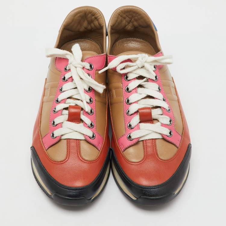 Pre Owned Hermes Multicolor Leather Trail Low Top Sneakers Size 39