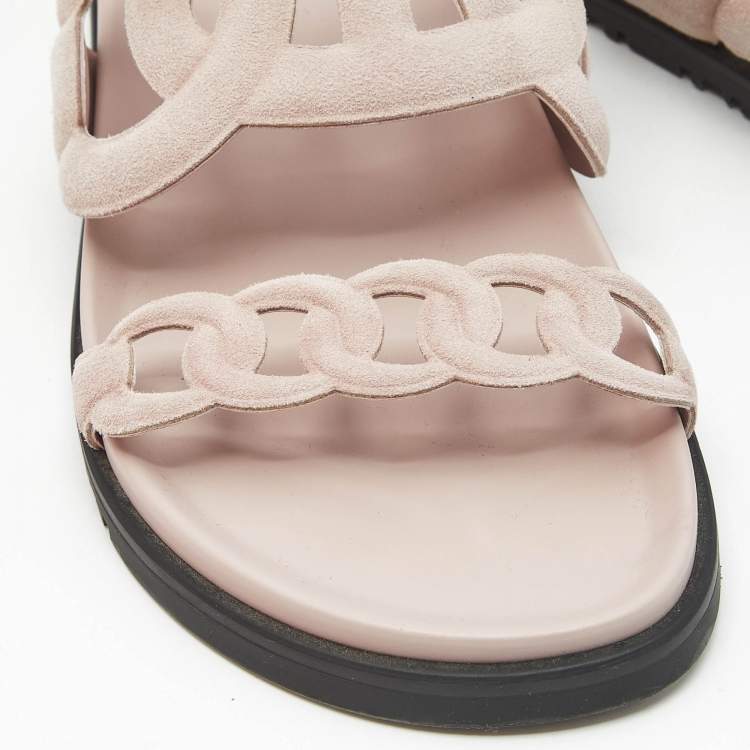 Pre Owned Hermes Pink Suede Extra Sandals Size 38