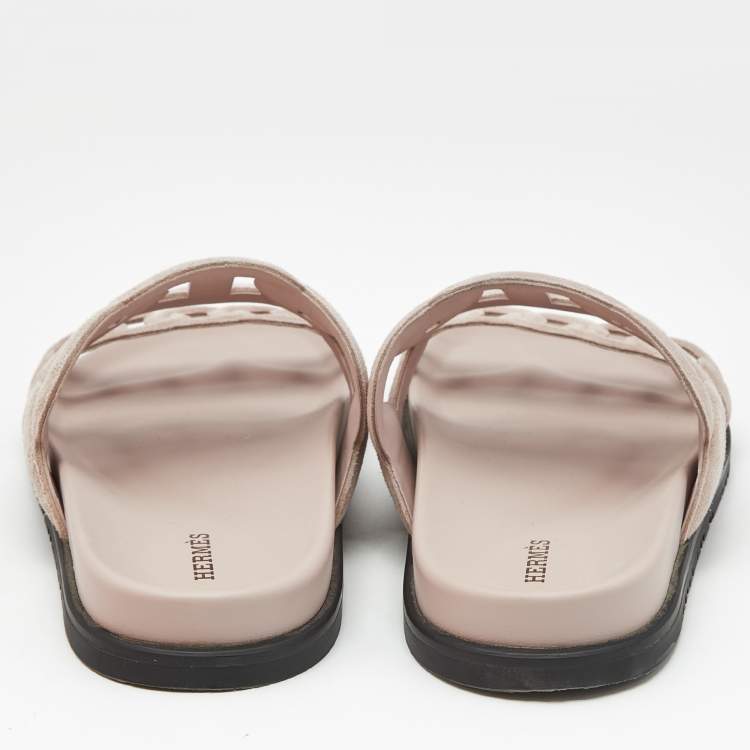Pre Owned Hermes Pink Suede Extra Sandals Size 38