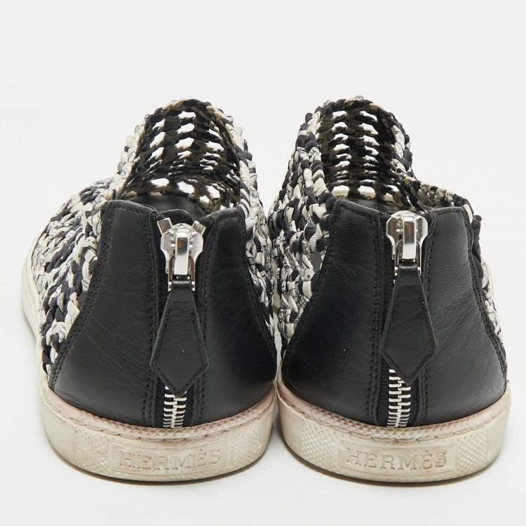 Pre Owned Hermes Multicolor Woven Silk Cavalcadour Oxygene Sneakers Size 39