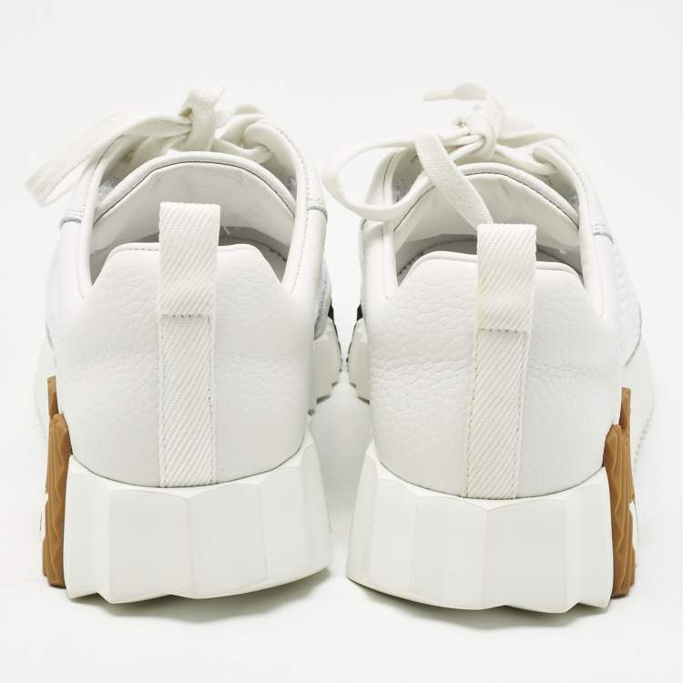 Pre Owned Hermès White Mesh and Suede Bouncing Sneakers Size 39.5
