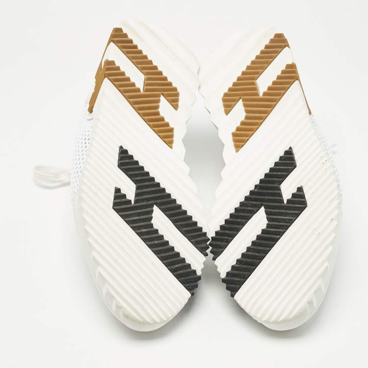 Pre Owned Hermès White Mesh and Suede Bouncing Sneakers Size 39.5