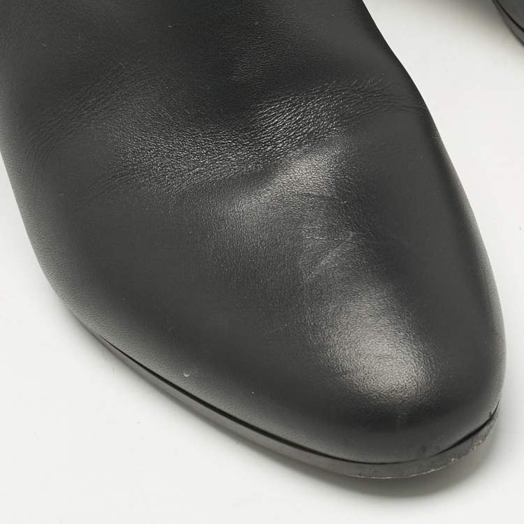 Pre Owned Hermes Black Leather Saint Germain Ankle Boots Size 37.5