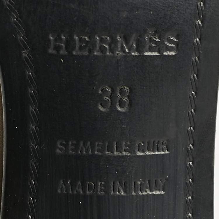 Pre Owned Hermes Beige Leather Premiere Ankle Strap Sandals Size 38