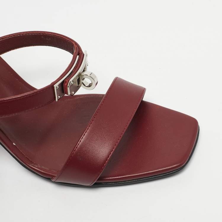 Pre Owned Hermes Red Leather Glamour Slingback Sandals Size 38
