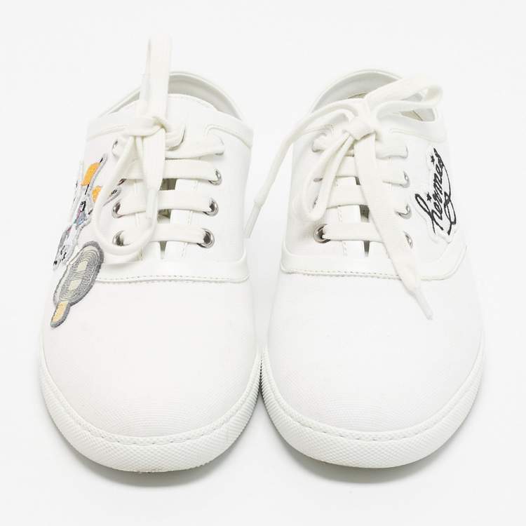 Pre Owned Hermes White Canvas Innocent Sneakers Size 38