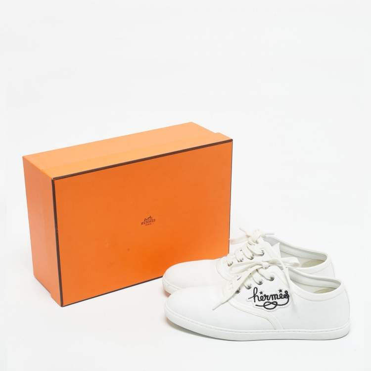 Pre Owned Hermes White Canvas Innocent Sneakers Size 38
