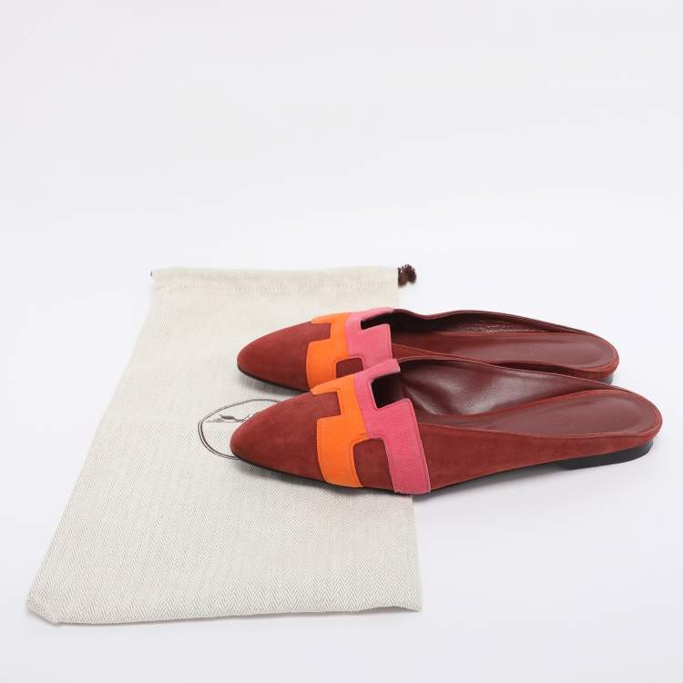 Pre Owned Hermès Multicolor Suede Roxanne Mules Size 38