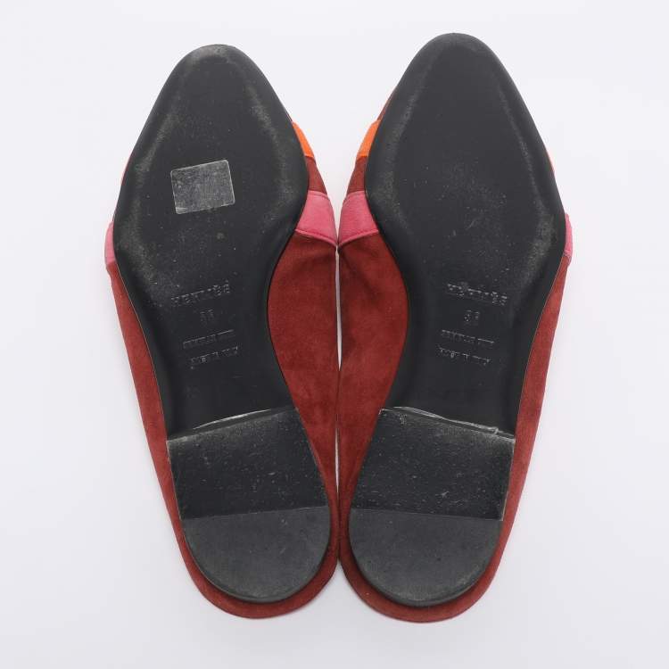 Pre Owned Hermès Multicolor Suede Roxanne Mules Size 38