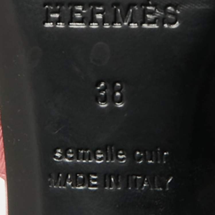 Pre Owned Hermes Pink Leather Cute Mule Sandals Size 38