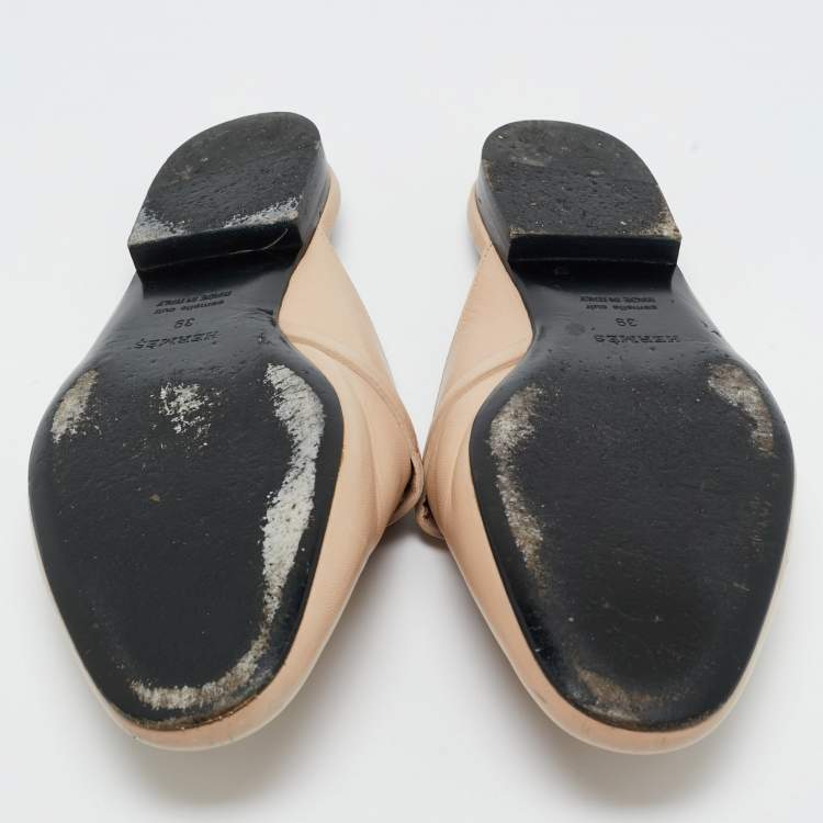 Pre Owned Hermes Beige Leather Oz Mule Sandals Size 39