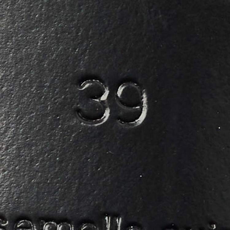 Pre Owned Hermes Black Leather Cute Slide Sandals Size 39