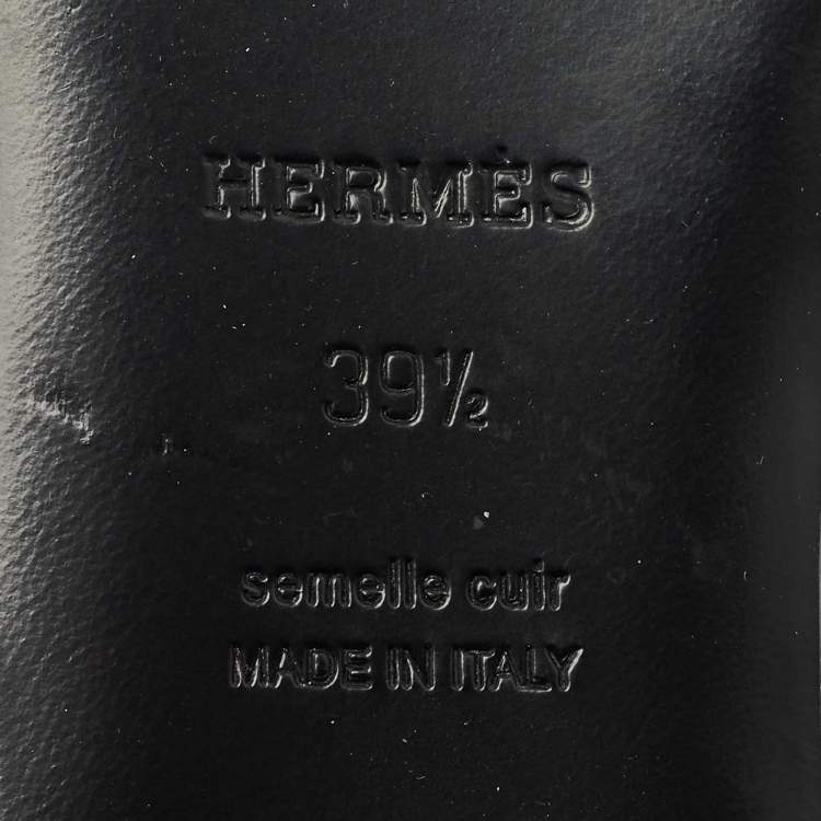 Pre Owned Hermes Black Leather and Lizard Leather Oz Mules Size 39.5