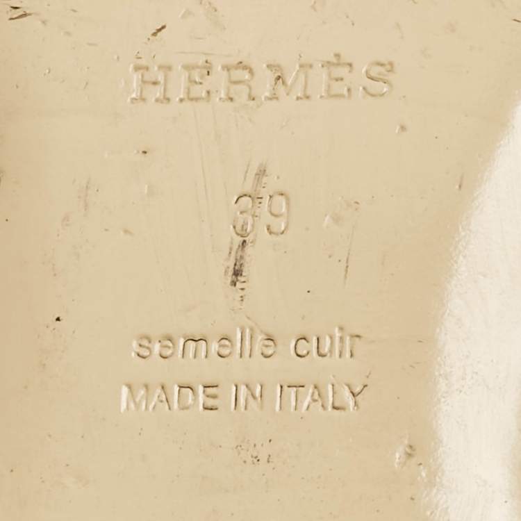 Pre Owned Hermes White Leather Oz Mules Size 39