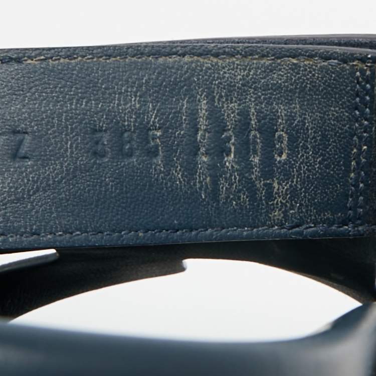 Pre Owned Hermes Navy Blue Suede Chypre Sandals Size 38.5