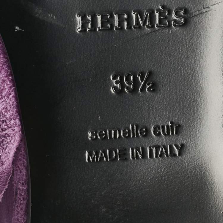 Pre Owned Hermes Purple Suede Slingback Flats Size 39.5