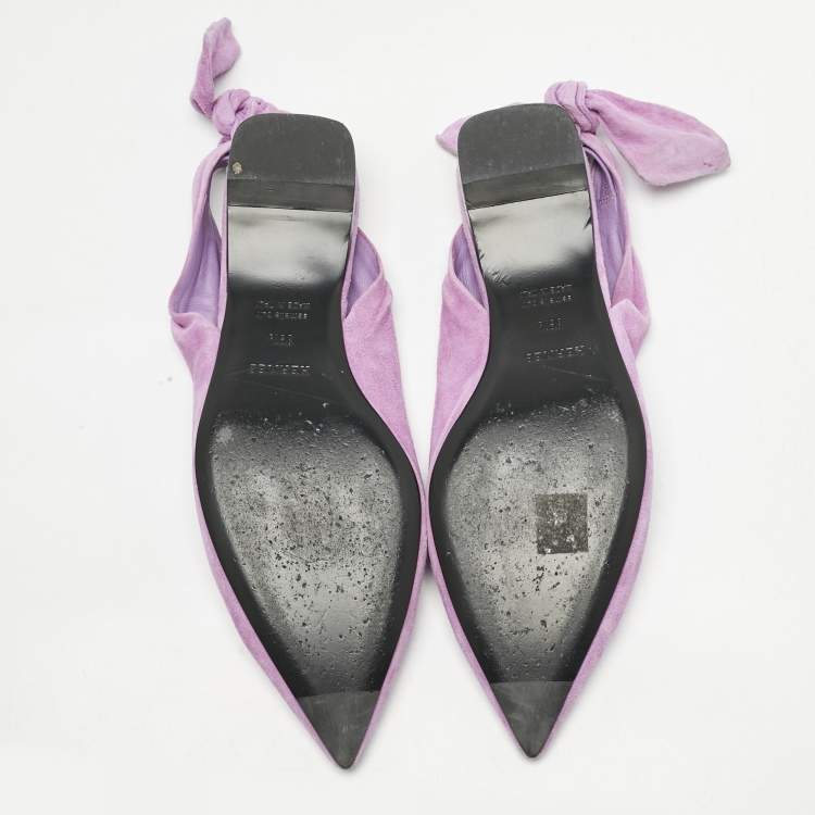 Pre Owned Hermes Purple Suede Slingback Flats Size 39.5