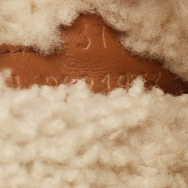 Pre Owned Hermès Brown Suede and Shearling Fur Lined Chypre Sandals Size 37