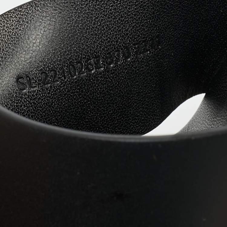 Pre Owned Hermes Black Leather Eze Platform Cork Wedge Sandals Size 37