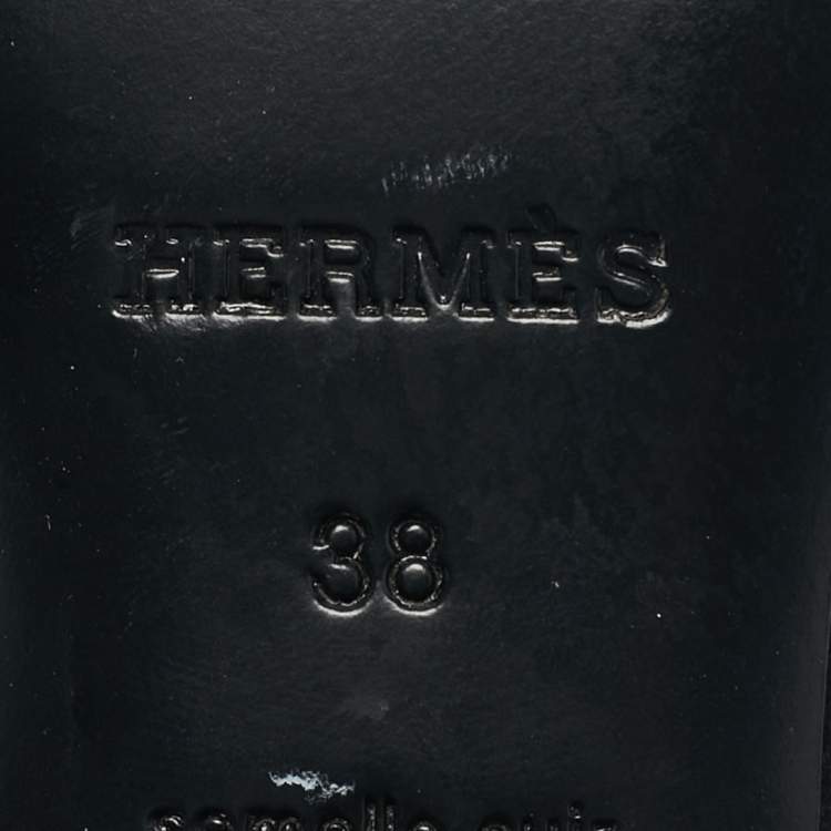 Pre Owned Hermes Black Black Suede Goatskin Parade Lace Up Ankle Boots Size 38