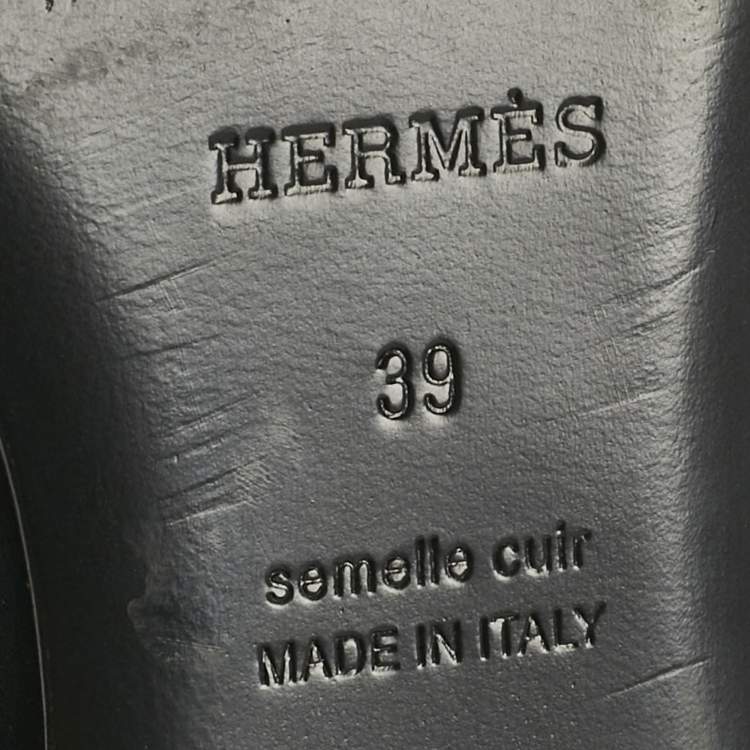 Pre Owned Hermes Black Leather Kelly Ballet Flats Size 39