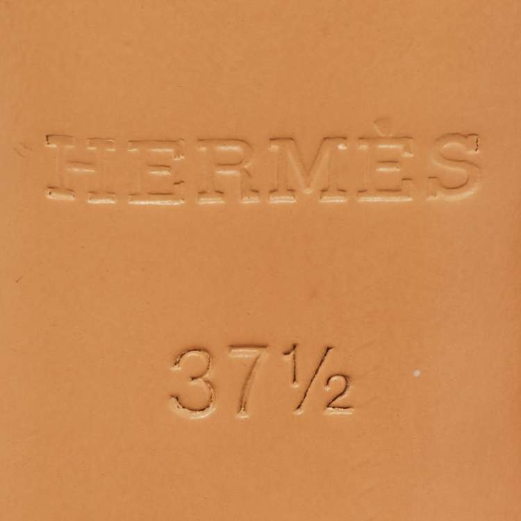 Pre Owned Hermes Orange Suede Pointed Toe Mules Size 37.5