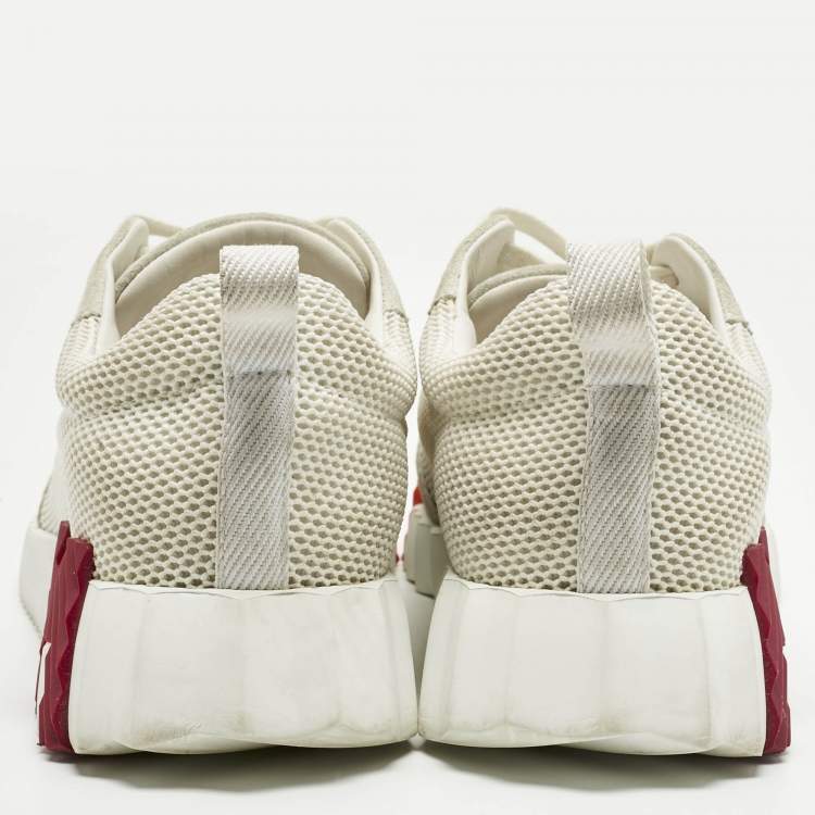 مملوكة مسبقًا Hermes Grey/White Fabric and Suede Bouncing Low Top Sneakers Size 37