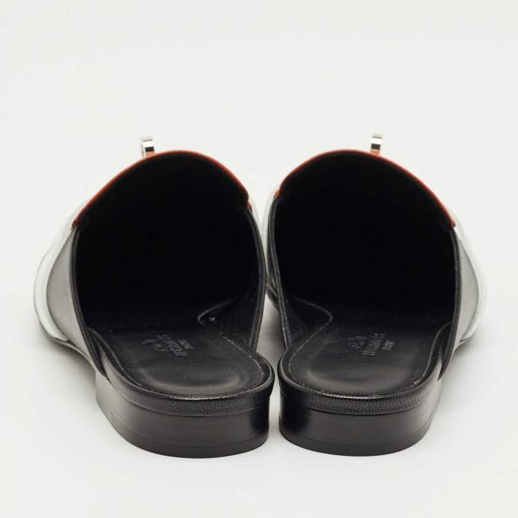 Pre Owned Hermes Tricolor Leather Oz Mules Size 37