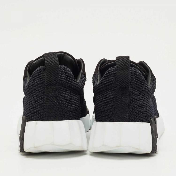 Pre Owned Hermes Black Mesh and Suede Bouncing Low Top Sneakers Size 37