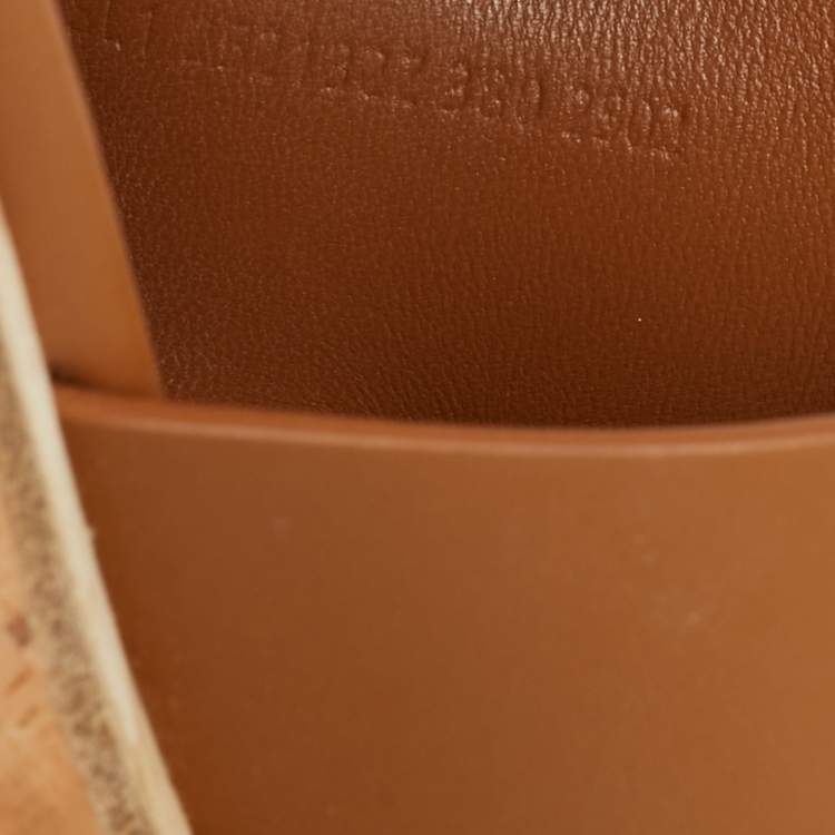 Pre Owned Hermes Brown Leather Ilana Cork Wedge Sandals Size 38