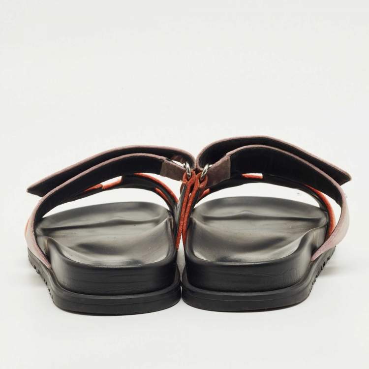 Pre Owned Hermès Brown/Beige Velvet Chypre Flat Sandals Size 40