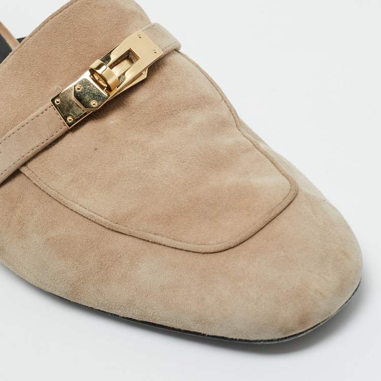Pre Owned Hermès Beige Suede Oz Mules Size 41