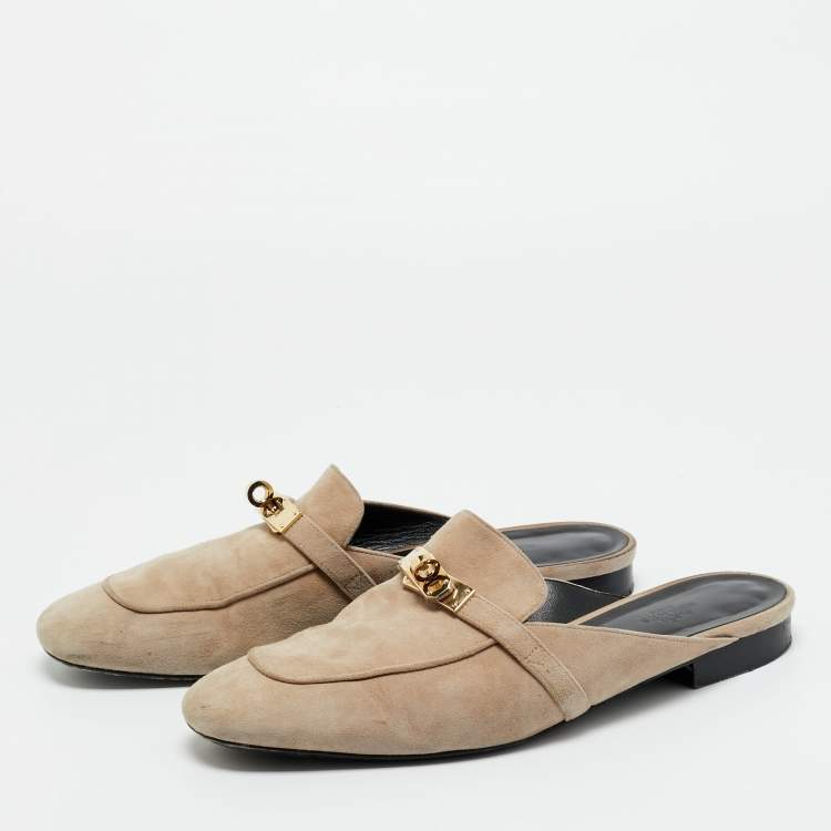 Pre Owned Hermès Beige Suede Oz Mules Size 41