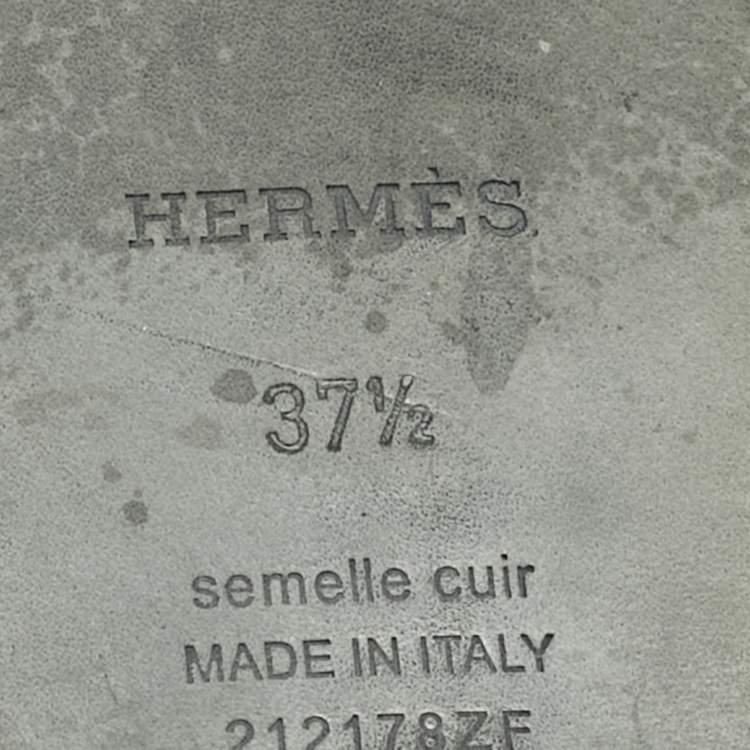 Pre Owned Hermes Blue Shearling Fur Oran Flat Slides Size 37.5