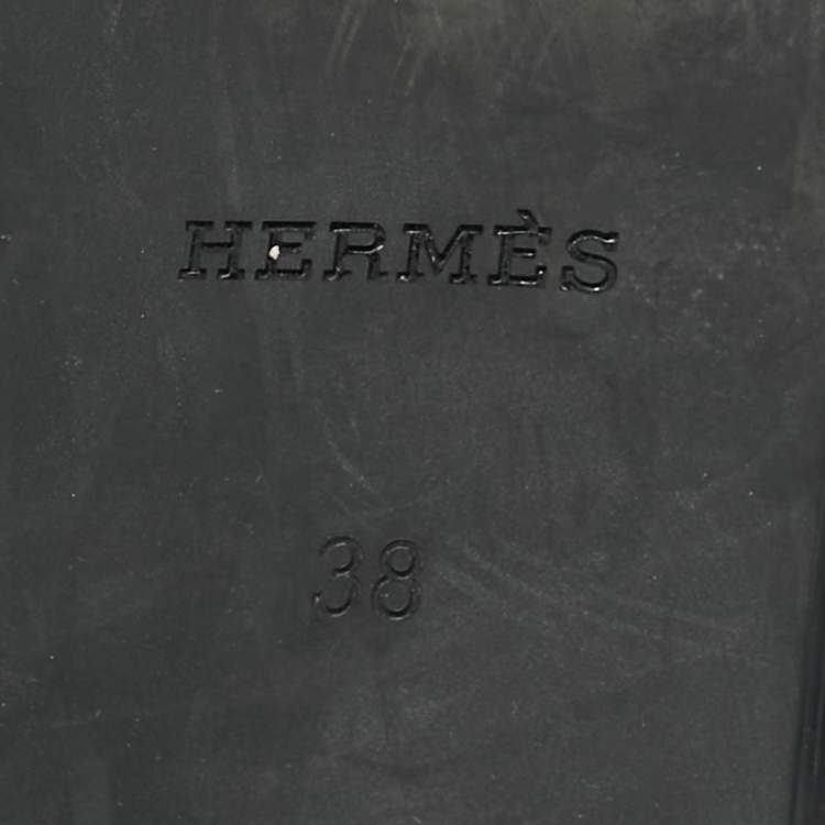 Pre Owned Hermes Black Jelly D'ancre Chaine Rivage Flats Size 38