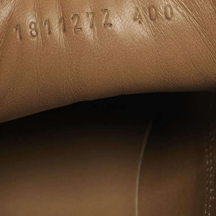 Pre Owned Hermes Metallic Silver/White Leather H Sneakers Size 40