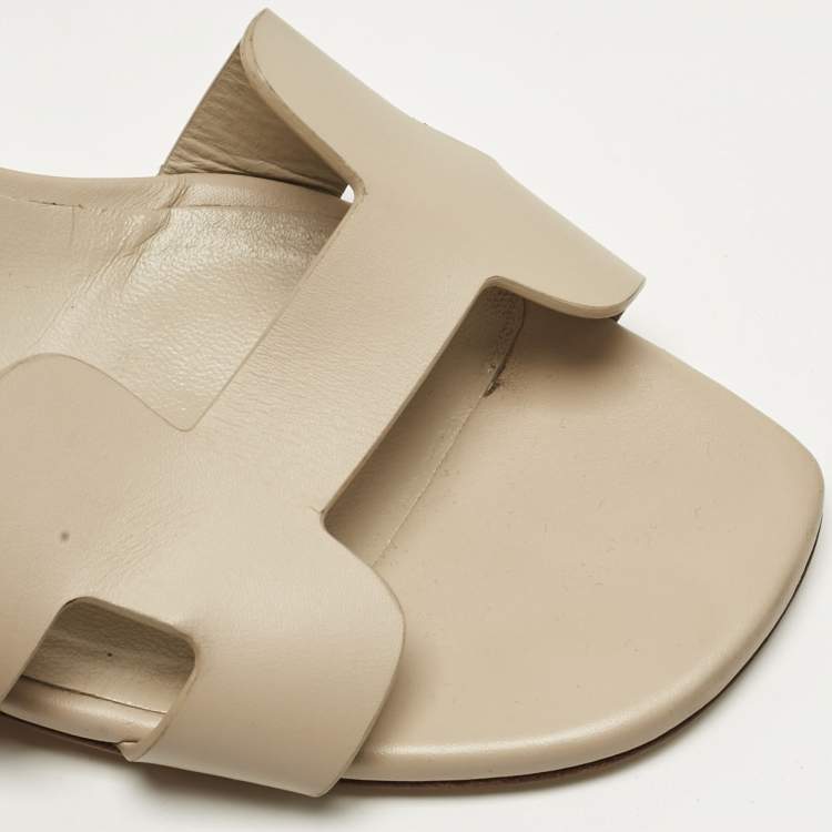 مملوكة مسبقًا Hermes Beige Leather Eternite Slingback Sandals Size 39