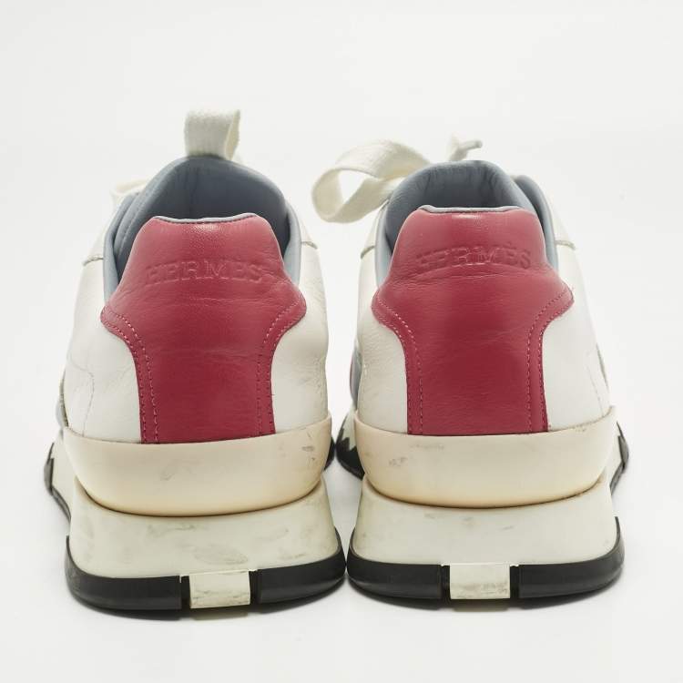 مملوكة مسبقًا حذاء رياضي هيرمس ترايل جلد أبيض منخفض من أعلى مقاس 39