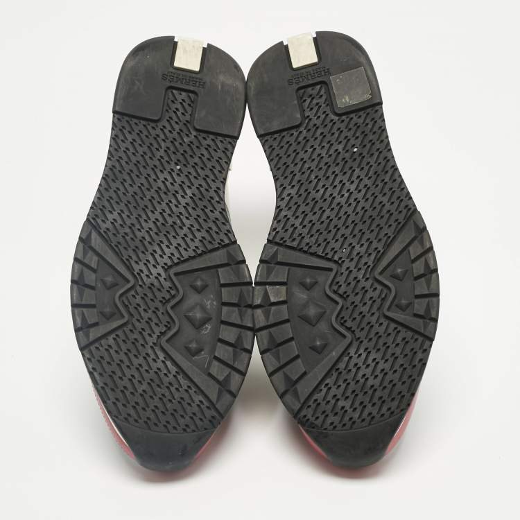 مملوكة مسبقًا حذاء رياضي هيرمس ترايل جلد أبيض منخفض من أعلى مقاس 39