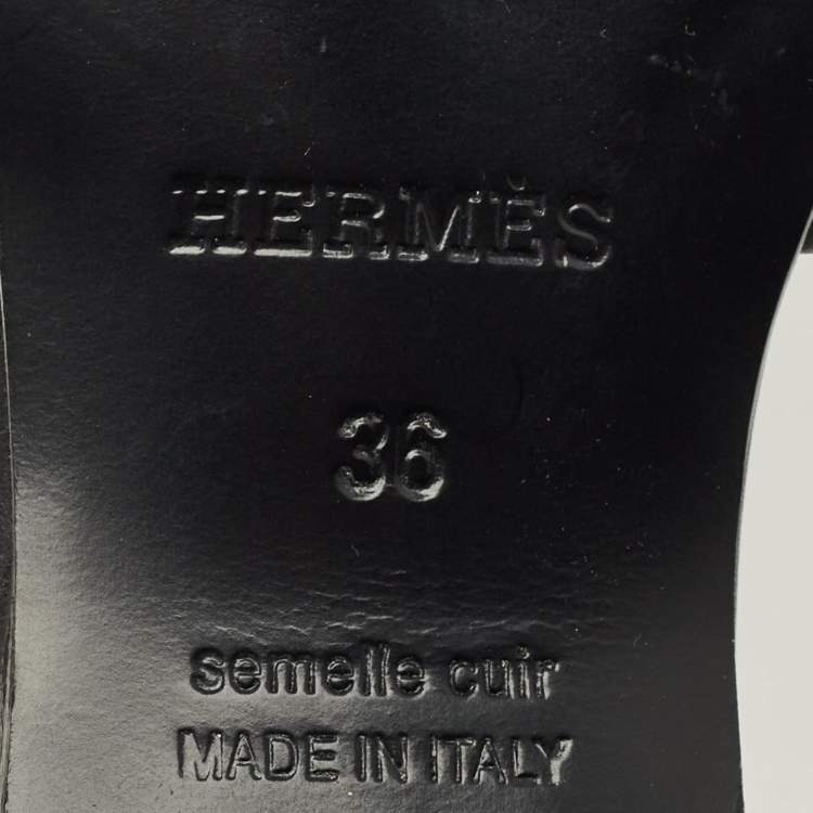 Pre Owned Hermes Black Leather Dreamy Slide Sandals Size 36