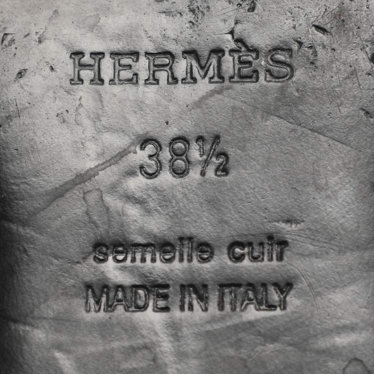 Pre Owned Hermes Tricolor Leather Palladium Finish Plated Oz Mules  Size 38.5